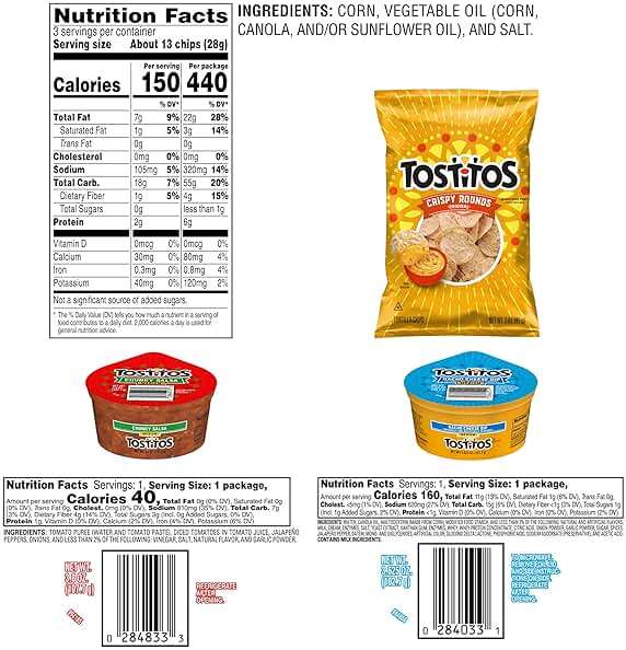 Tostitos Tortilla Chips Chip and Dip Pack, 3 Oz Crispy Rounds and 3.8 Oz Medium Dip, 1 Set - Image 2