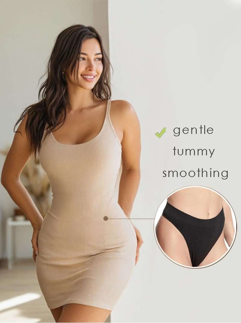 GRANKEE Women's High Waisted Breathable Seamless Thong Panties,No Show Workout Underwear,Comfortable Cotton Crotch,6 Pack - Image 4