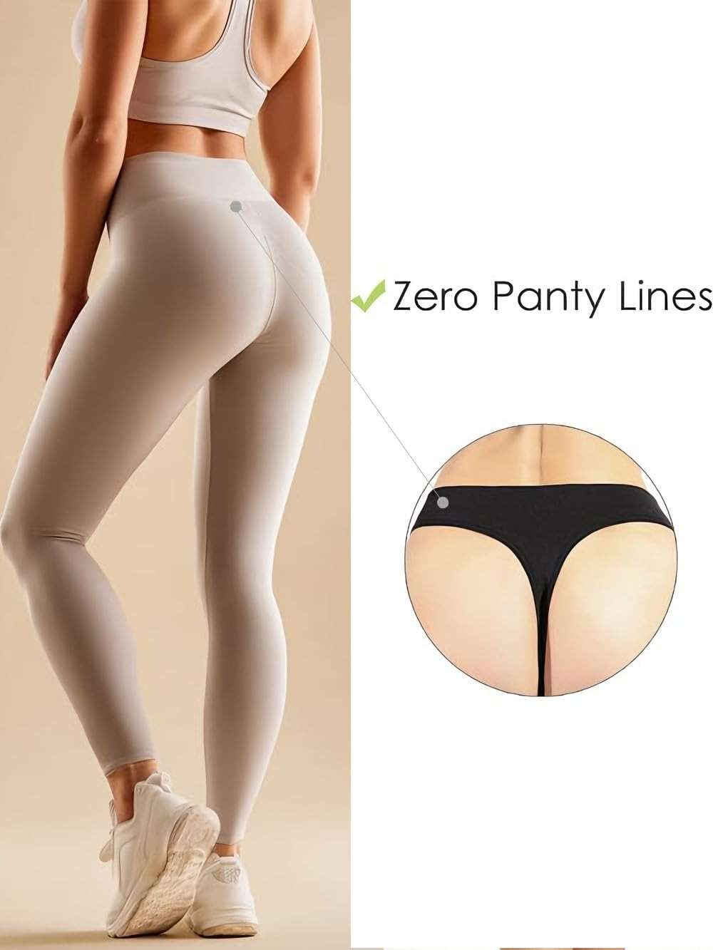 GRANKEE Women's High Waisted Breathable Seamless Thong Panties,No Show Workout Underwear,Comfortable Cotton Crotch,6 Pack - Image 5