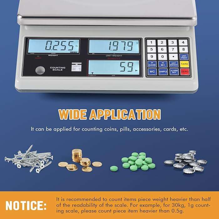 Bonvoisin Industrial Counting Scale Digital Scale for Parts and Coins kg/g/lb Electronic Gram Scale Inventory Counting Scale Industrial Parts Coins Piece Counting Scale (30kg/66lb, 1g) - Image 3