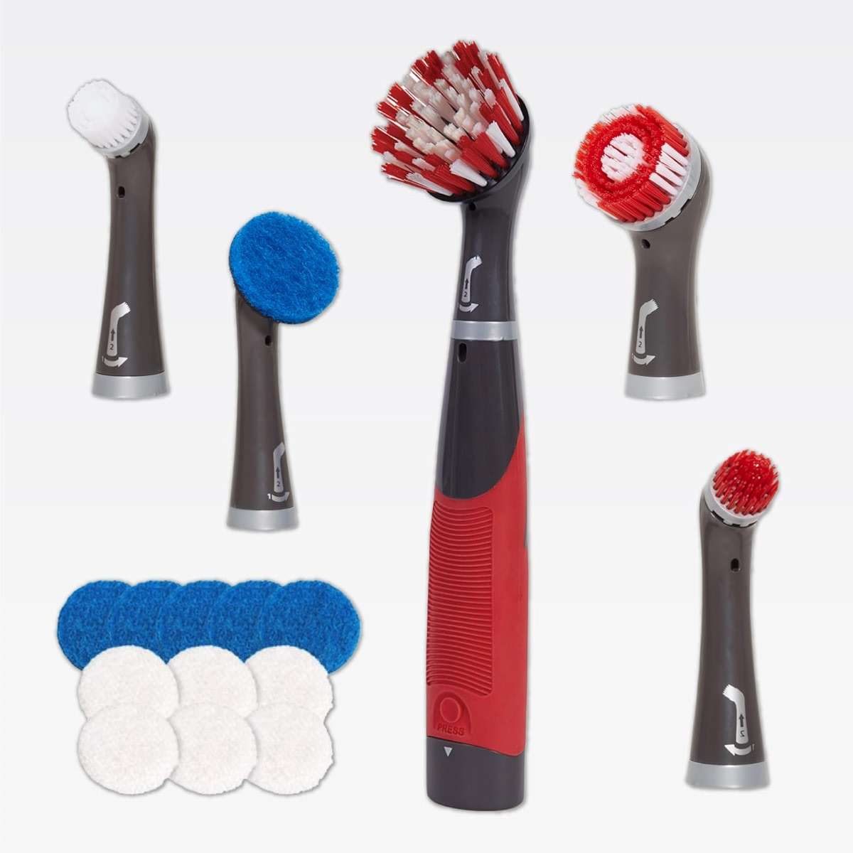 Rubbermaid Reveal Power Scrubber 18-Piece Kit, Cordless Electric Battery Powered Scrub Brush, Water Resistant, for Home/Kitchen/Bathroom/Grout/Tile/Shower/Tub - Image 1