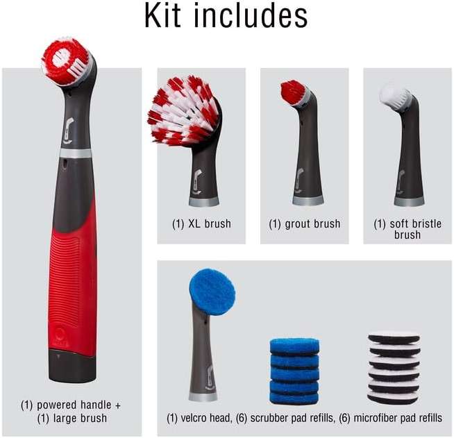 Rubbermaid Reveal Power Scrubber 18-Piece Kit, Cordless Electric Battery Powered Scrub Brush, Water Resistant, for Home/Kitchen/Bathroom/Grout/Tile/Shower/Tub - Image 2