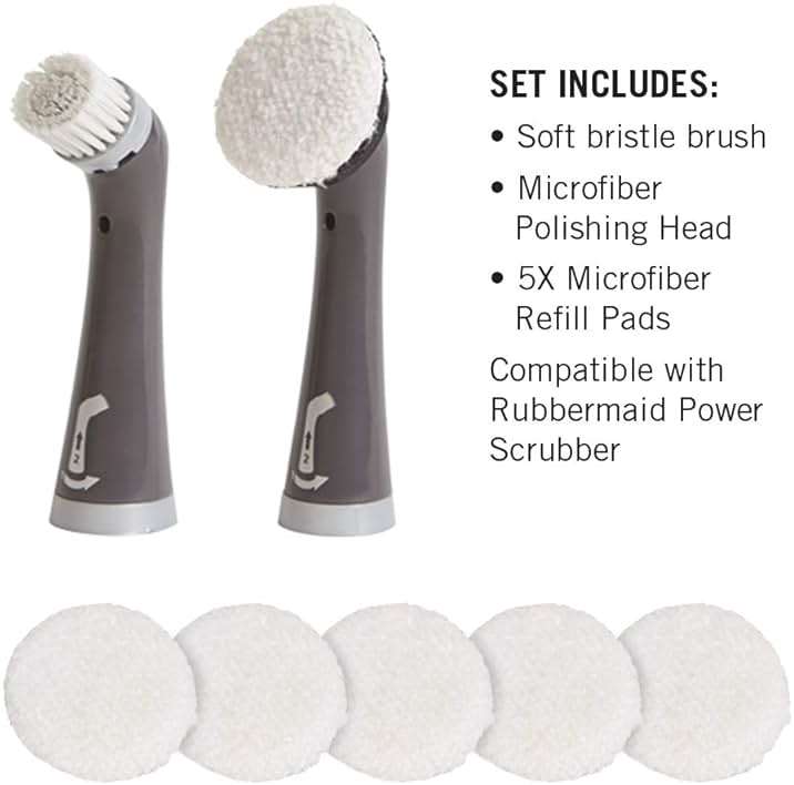 Rubbermaid Reveal Power Scrubber Attachable Soft Bristle & Velcro Head with 6 Microfiber Pads for Cordless Electric Battery Powered Scrub Brush Ideal for Shoes/Sneakers/Car Trim/Tires/Furniture - Image 7