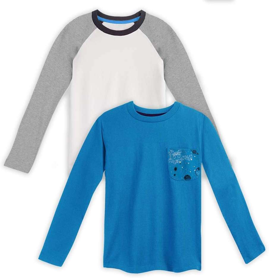 Mightly Boys and Girls' Long Sleeve Raglan Shirt | Organic Cotton, Colorful Casual Stylish Clothes, Soft&Fresh Crew Neck Tee - Image 1