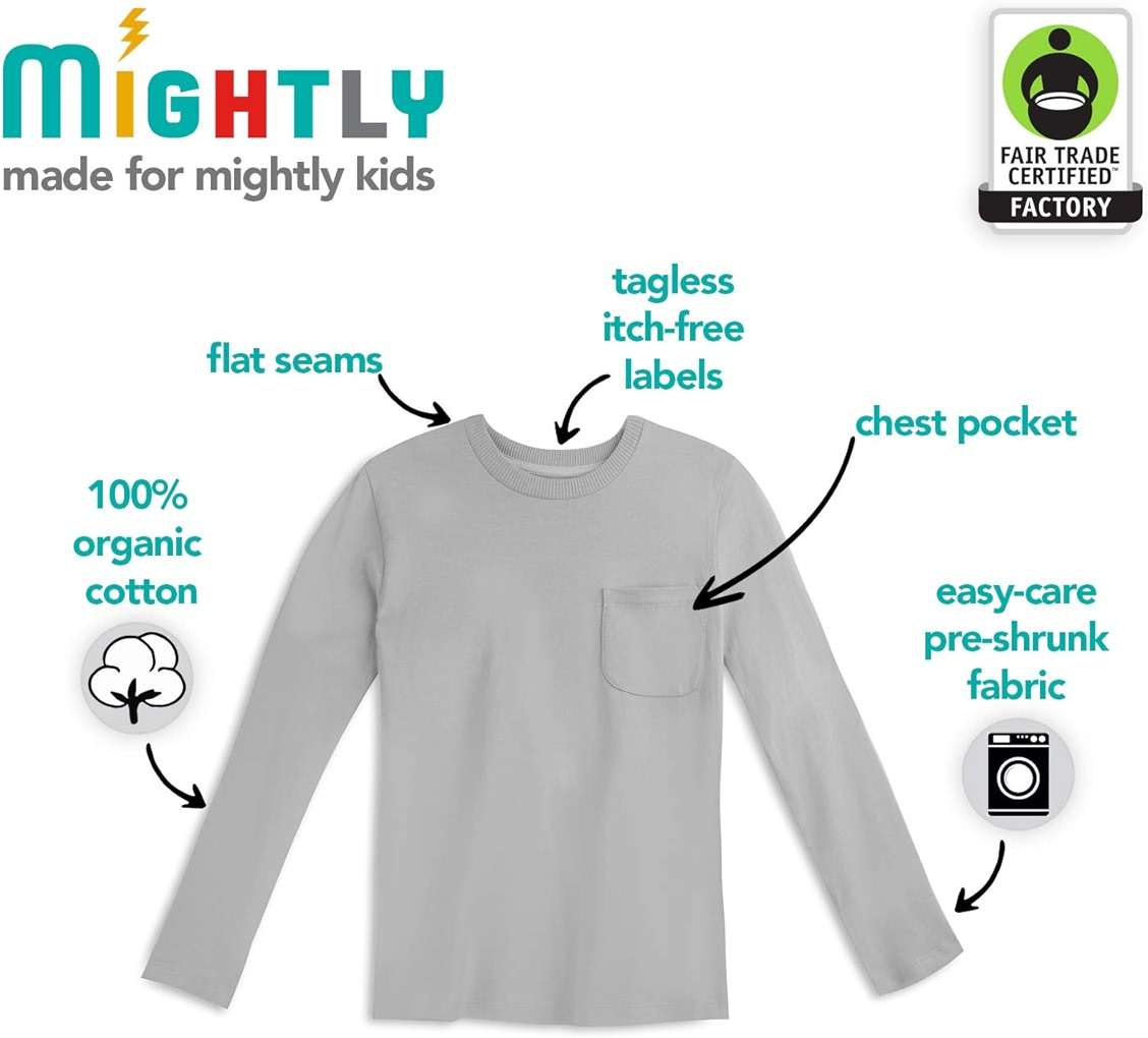 Mightly Boys and Girls' Long Sleeve Raglan Shirt | Organic Cotton, Colorful Casual Stylish Clothes, Soft&Fresh Crew Neck Tee - Image 2