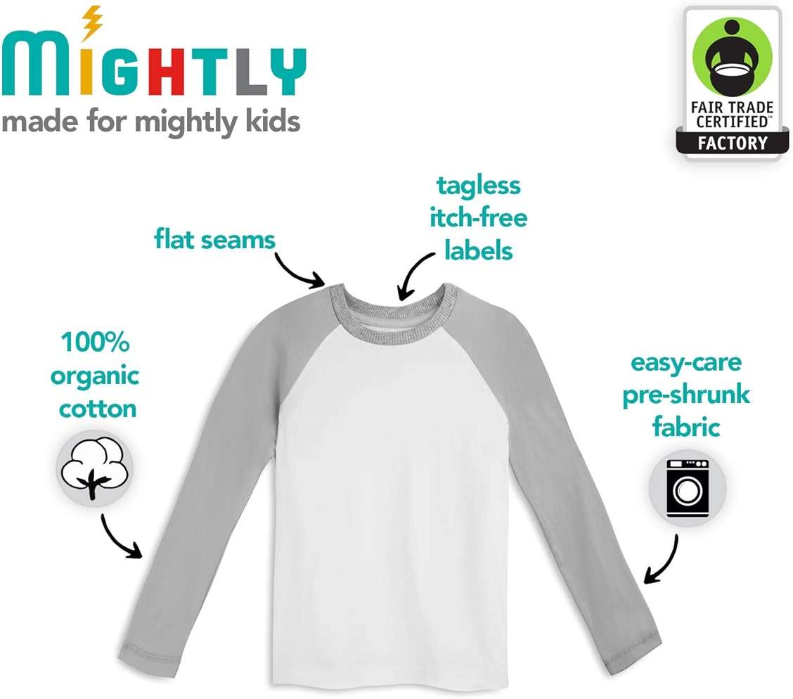 Mightly Boys and Girls' Long Sleeve Raglan Shirt | Organic Cotton, Colorful Casual Stylish Clothes, Soft&Fresh Crew Neck Tee - Image 4