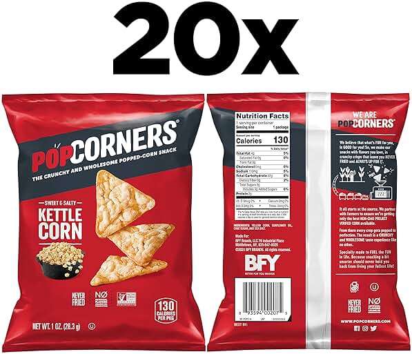 PopCorners Popped Corn Snacks, Kettle Corn, 1 Ounce (Pack of 20) (Packaging May Vary) - Image 2