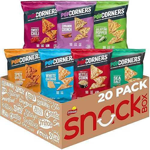 PopCorners Popped Corn Chips, 7 Flavor Variety Snack Pack, 1 oz Bags, (20 Pack), Gluten Free, No Artificial Colors, No Artificial Flavors - Image 1