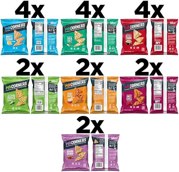 PopCorners Popped Corn Chips, 7 Flavor Variety Snack Pack, 1 oz Bags, (20 Pack), Gluten Free, No Artificial Colors, No Artificial Flavors - Image 3