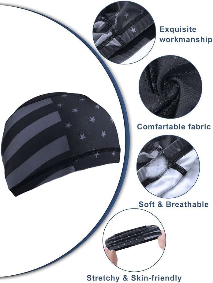 Geyoga 4 Pcs Cooling Skull Cap Patriotic American Helmet Liner Sweat Wicking 250th Anniversary Birthday Beanie Head Wrap - Image 3