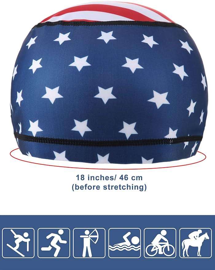 Geyoga 4 Pcs Cooling Skull Cap Patriotic American Helmet Liner Sweat Wicking 250th Anniversary Birthday Beanie Head Wrap - Image 4