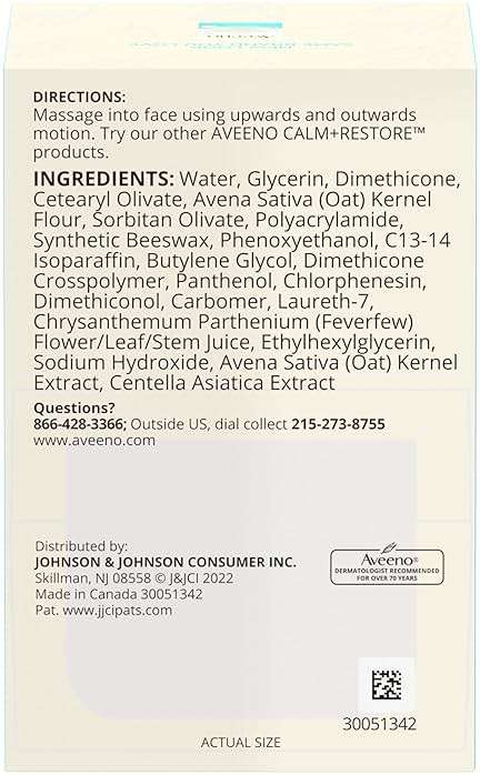 Aveeno Calm + Restore Oat Gel Face Moisturizer for Sensitive Skin, Fast-Absorbing & Lightweight Gel Moisturizer & Face Cream with Prebiotic Oat & Feverfew, Fragrance-Free & Hypoallergenic, 1.7 Fl Oz - Image 8