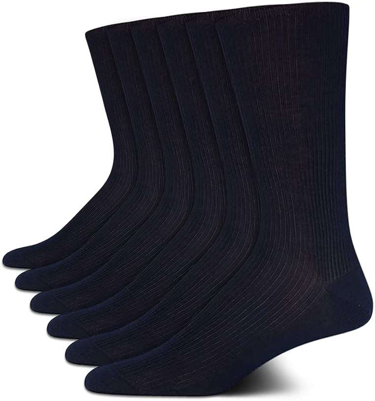 Calvin Klein Mens Dress Socks - 6 Pairs Soft Cotton Blend Crew Socks for Men - Classic Comfort Stay Up Cuff Mixed Pattern - Image 1