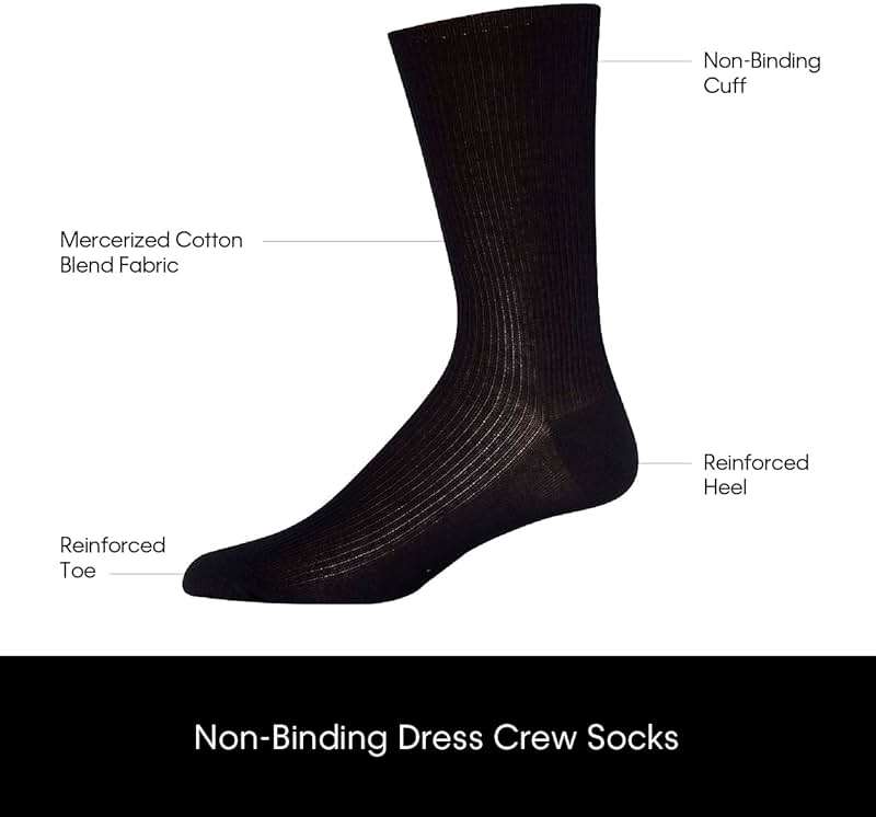 Calvin Klein Mens Dress Socks - 6 Pairs Soft Cotton Blend Crew Socks for Men - Classic Comfort Stay Up Cuff Mixed Pattern - Image 2
