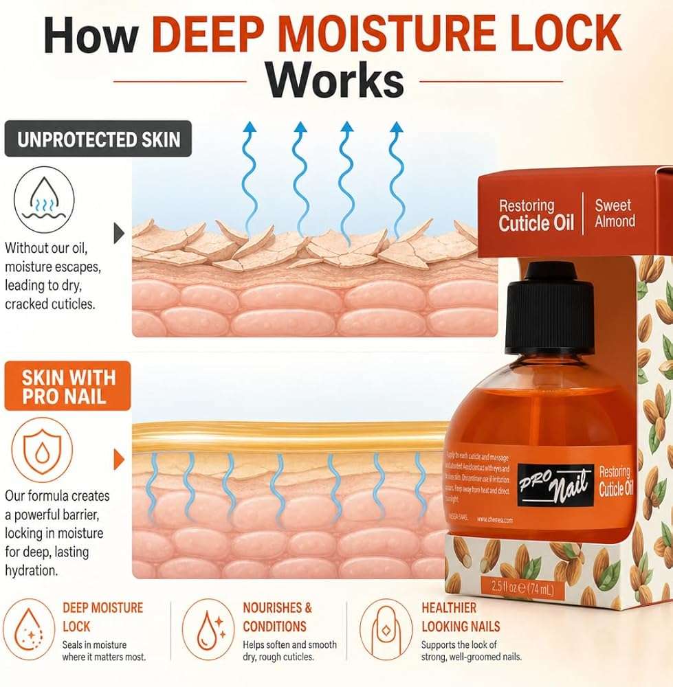 PRONAIL Cuticle Oil – Deep Moisture Almond Cuticle Repair & Finishing Treatment | Paraffinum Liquidum Base, Non-Greasy, Fast-Absorbing | Professional Salon & Home Use | Cruelty-Free Since 1987 2.5 oz - Image 3