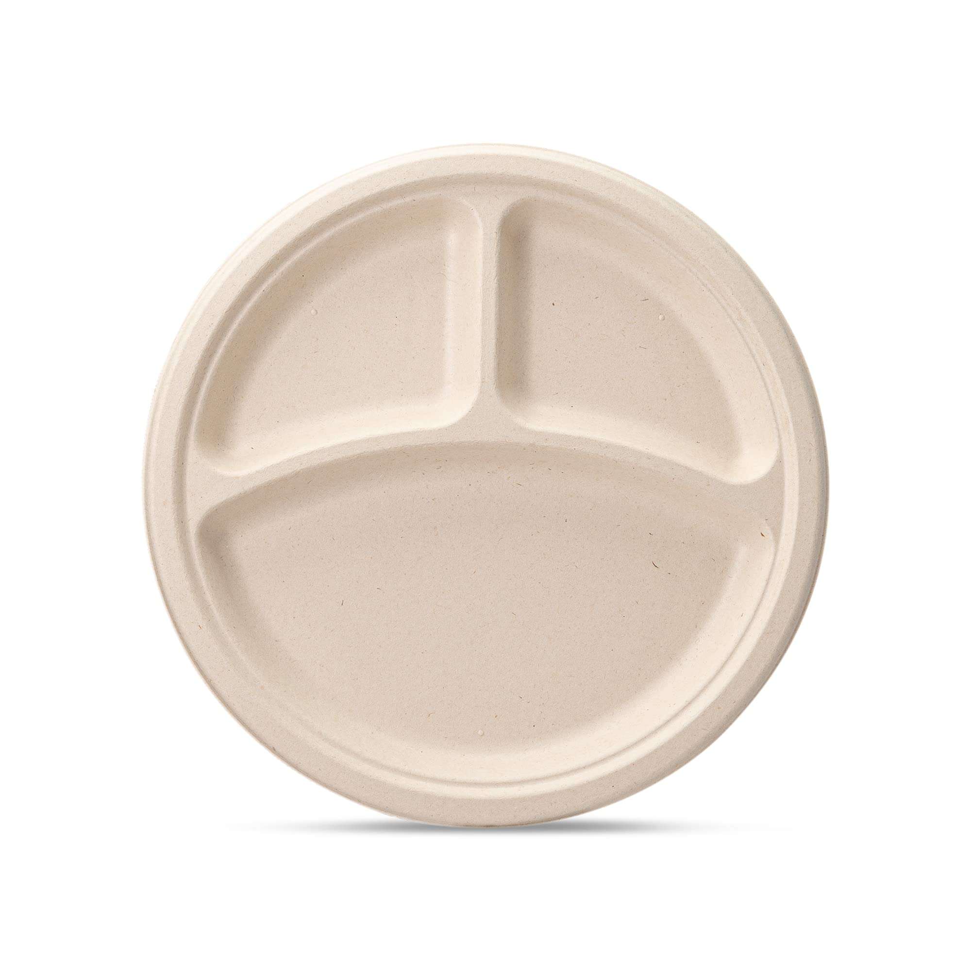 GUSTO 10 Inch 3-Compartment Sugarcane Paper Plates [125 Count] Heavy Duty Compostable Divided Dinnerware – Disposable Bagasse Plates for Meals & Parties (Formerly Comfy Package) - Image 4