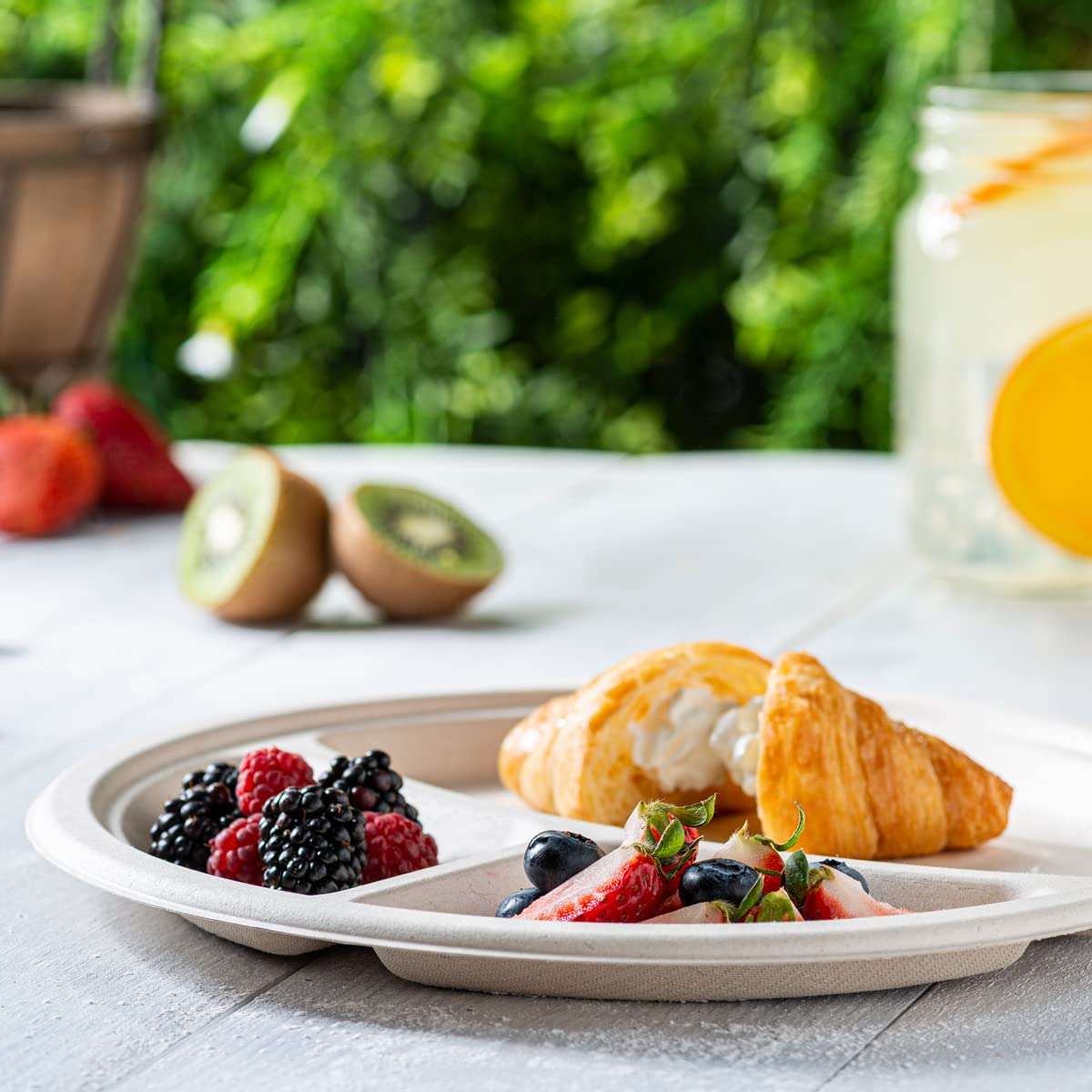 GUSTO 10 Inch 3-Compartment Sugarcane Paper Plates [125 Count] Heavy Duty Compostable Divided Dinnerware – Disposable Bagasse Plates for Meals & Parties (Formerly Comfy Package) - Image 7
