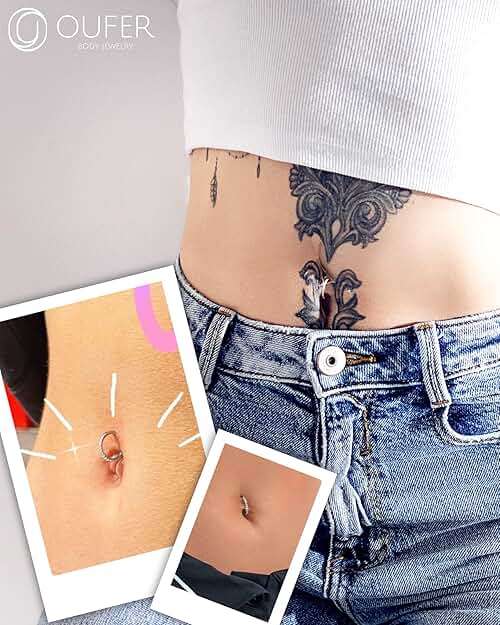 OUFER Nose Rings Surgical Steel Cartilage Earrings Tragus 316L Stainless Steel Helix Earrings Cartilage Earring 14G/16G/18G/20G Hinged Segment Rings Hoop - Image 7