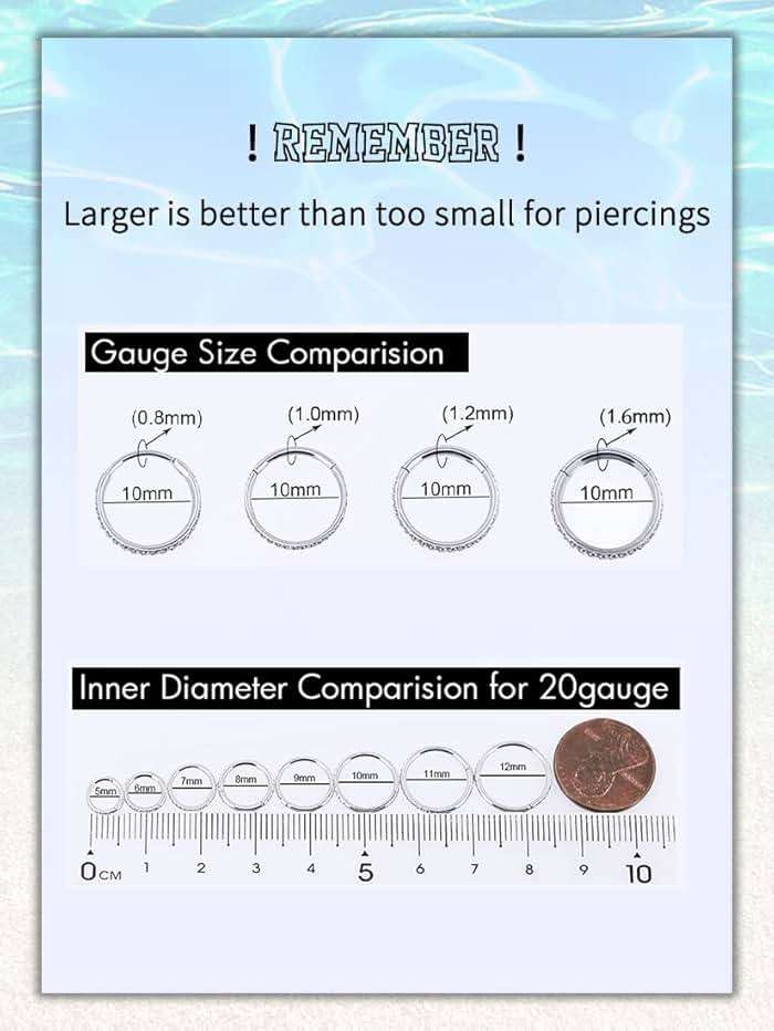 OUFER Nose Rings Surgical Steel Cartilage Earrings Tragus 316L Stainless Steel Helix Earrings Cartilage Earring 14G/16G/18G/20G Hinged Segment Rings Hoop - Image 8