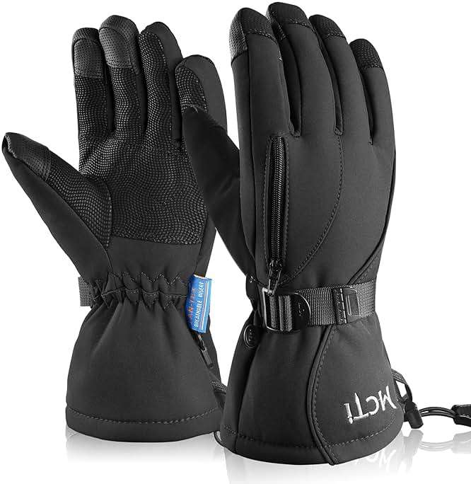 MCTi Waterproof Mens Ski Gloves Winter Warm 3M Thinsulate Snowboard Snowmobile Cold Weather Gloves - Image 1