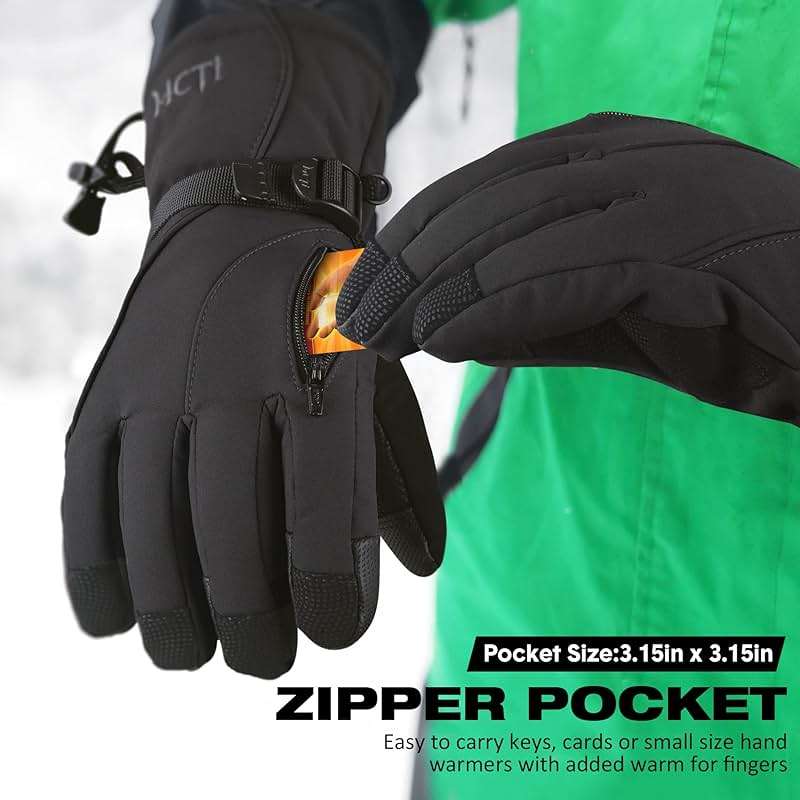 MCTi Waterproof Mens Ski Gloves Winter Warm 3M Thinsulate Snowboard Snowmobile Cold Weather Gloves - Image 4