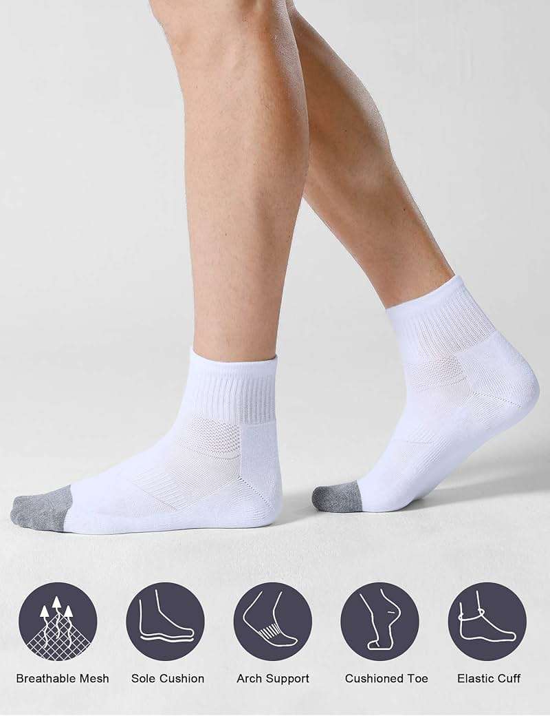 CS CELERSPORT 6 Pack Men's Ankle Socks with Cushion Athletic Running Socks - Image 4