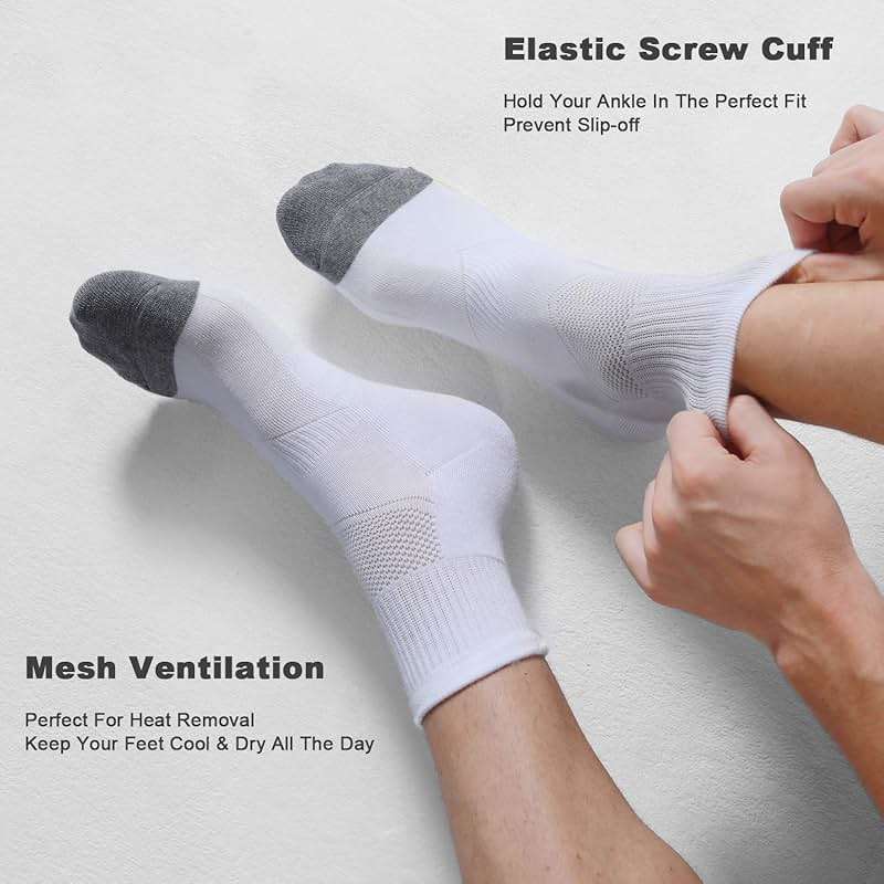 CS CELERSPORT 6 Pack Men's Ankle Socks with Cushion Athletic Running Socks - Image 5