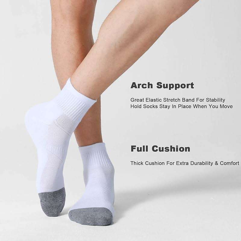 CS CELERSPORT 6 Pack Men's Ankle Socks with Cushion Athletic Running Socks - Image 6