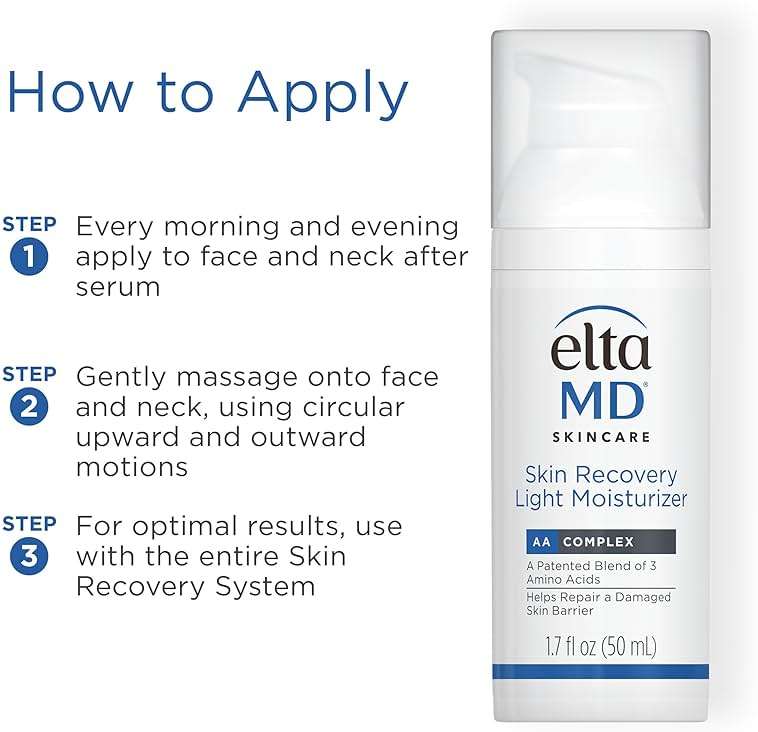 EltaMD Skin Recovery Light Face Moisturizer for Dry Skin, Oil Free Moisturizer for Face and Acne Prone Skin Care, 1.7 oz Pump - Image 6