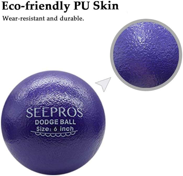 SEEPROS Foam Dodgeball Set - Soft Skin, Low Bounce, Set of 6 with Mesh Storage Bag for Kids and Adults - Image 4