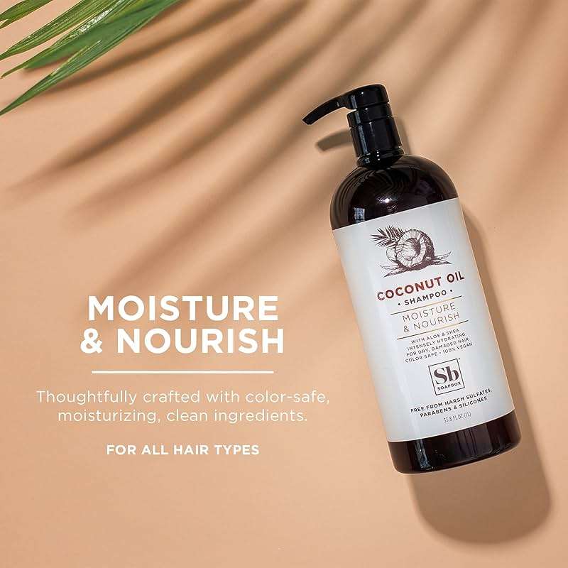 Soapbox Coconut & Shea Shampoo, Leaves Hair Feeling Soft, Shiny & Hydrated - Clean Ingredients Free of Harsh Chemicals, Sulfates, Parabens & Silicones - Hydrating Shampoo for Dry Hair - 33.8 oz Liter - Image 2