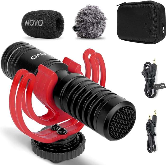 Movo VXR10-PRO Professional Video Microphone for Camera with Rycote Lyre Shock Mount - Shotgun Mic Compatible with DSLR Cameras and iPhone, Android Smartphones - Image 1