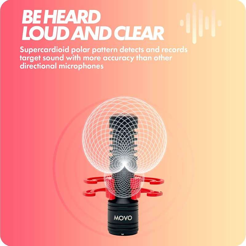 Movo VXR10-PRO Professional Video Microphone for Camera with Rycote Lyre Shock Mount - Shotgun Mic Compatible with DSLR Cameras and iPhone, Android Smartphones - Image 7