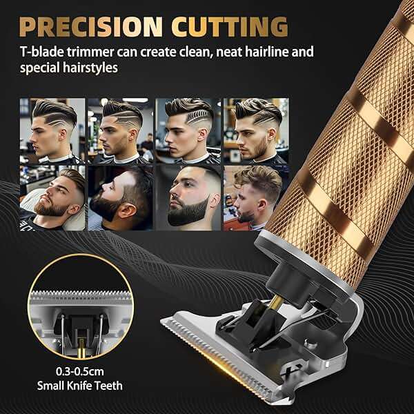 Ufree Hair Trimmer & Beard Trimmer for Men Professional, Electric Razor Shavers for Men, T Blade Precision Edgers Liners, Barber Clippers for Hair Cutting Mustache Facial, Mens Gifts - Image 5