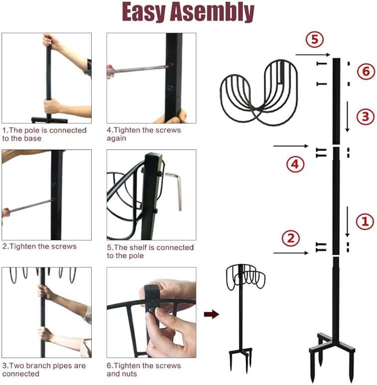Artigarden Freestanding Garden Hose Holder Hanger, Outdoor Heavy Duty Metal Water Hose Storage Holders Stand Organizer Rack Detachable Stake, Holds 150 Ft of Hoses for Outside Lawn Yard, Black - Image 6
