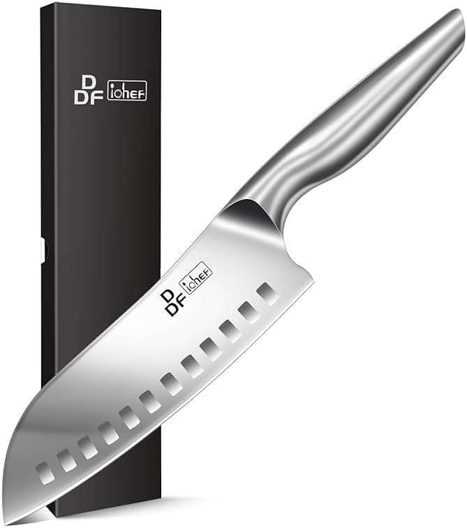 DDF iohEF Kitchen Knife, Chef's Knife In Japanese Stainless Steel Professional Santoku Cooking Knife, 7 Inch Non-slip Ultra Sharp Knife with Ergonomic Handle - Image 1