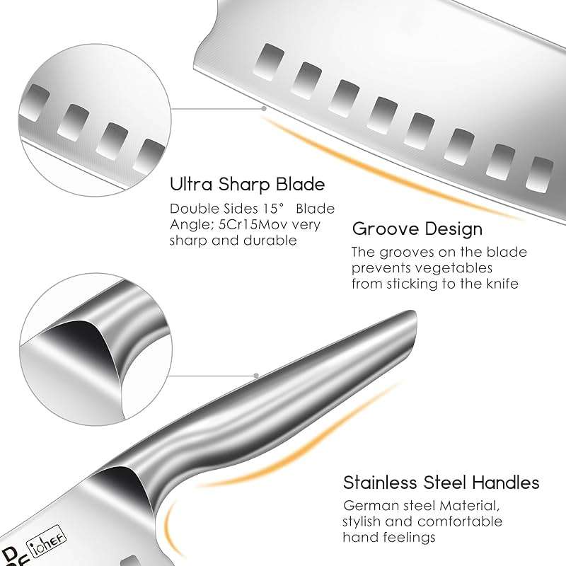 DDF iohEF Kitchen Knife, Chef's Knife In Japanese Stainless Steel Professional Santoku Cooking Knife, 7 Inch Non-slip Ultra Sharp Knife with Ergonomic Handle - Image 5