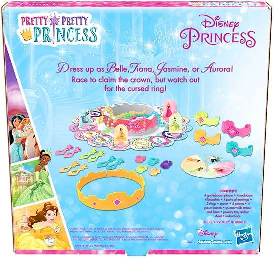 Hasbro Gaming Pretty Pretty Princess: Edition Board Game Featuring Disney Princesses, Jewelry Dress-Up Game for Kids Ages 5 and Up, for 2-4 Players (Amazon Exclusive) - Image 4