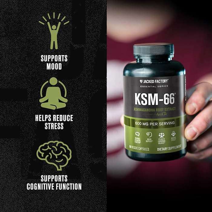 Jacked Factory Ashwagandha Root Extract (KSM-66 Ashwagandha) w/ 5% Withanolides - Supplement for Natural Stress Relief, Cognitive Function, Vitality, and Mood Support - 60 Veggie Capsules - Image 3