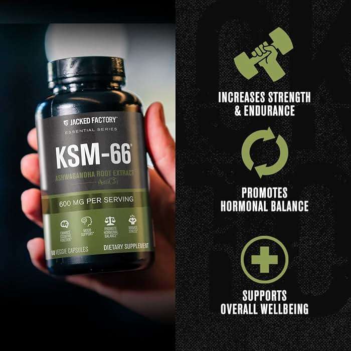 Jacked Factory Ashwagandha Root Extract (KSM-66 Ashwagandha) w/ 5% Withanolides - Supplement for Natural Stress Relief, Cognitive Function, Vitality, and Mood Support - 60 Veggie Capsules - Image 5