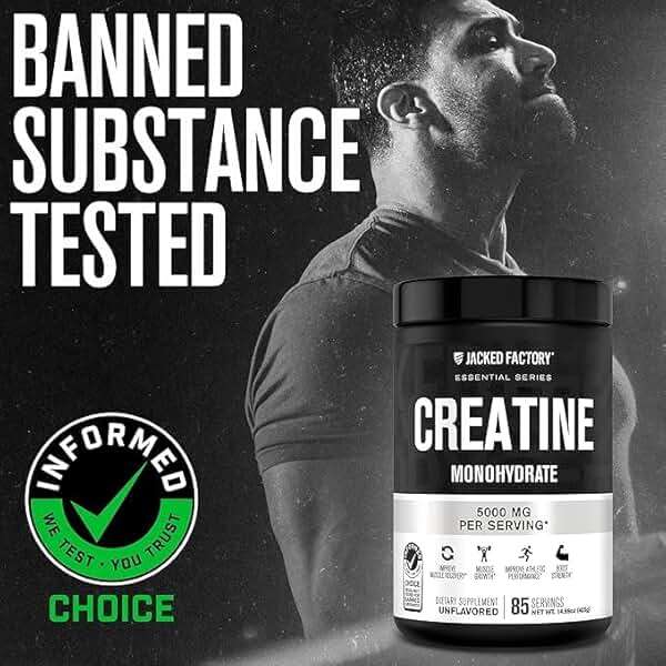 Jacked Factory Creatine Monohydrate Powder 425g - 5g Daily Creatine Supplement for Men and Women, Vegan-Friendly, Third-Party Tested - 85 Servings, Unflavored - Image 2