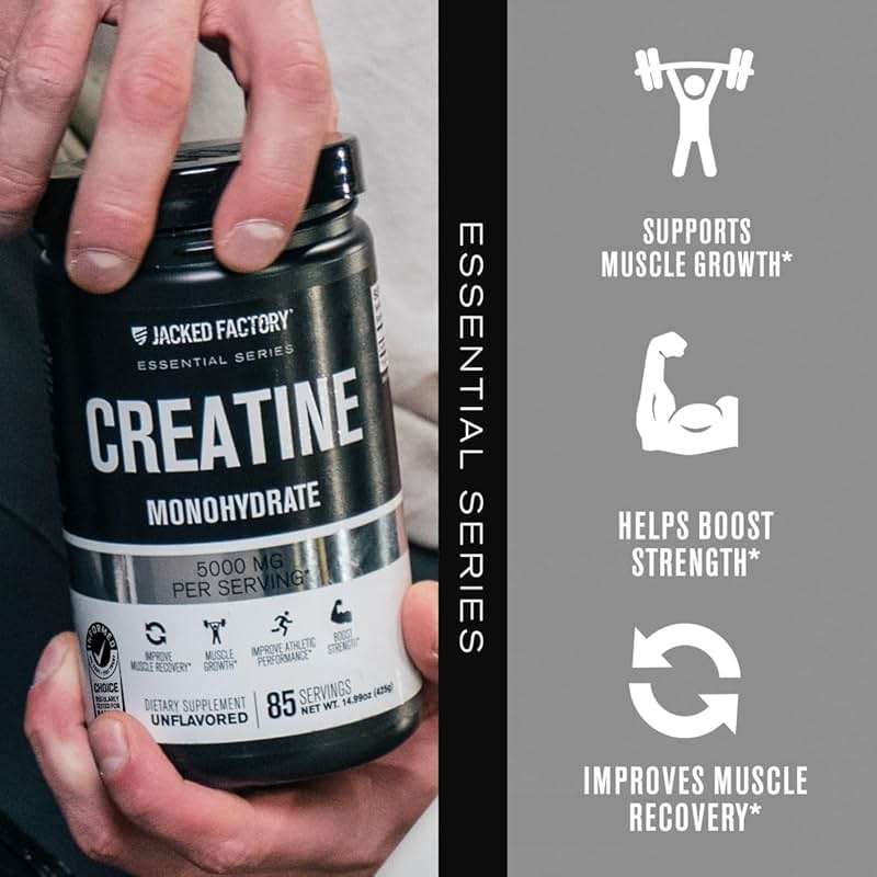 Jacked Factory Creatine Monohydrate Powder 425g - 5g Daily Creatine Supplement for Men and Women, Vegan-Friendly, Third-Party Tested - 85 Servings, Unflavored - Image 4