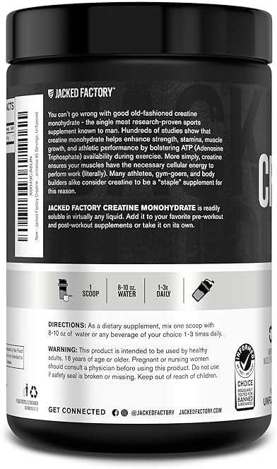 Jacked Factory Creatine Monohydrate Powder 425g - 5g Daily Creatine Supplement for Men and Women, Vegan-Friendly, Third-Party Tested - 85 Servings, Unflavored - Image 9