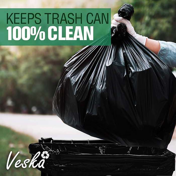Veska 95-96 Gallon Trash Bags Heavy Duty (Huge 50 Bags W/Ties) 95-96 Gallon Trash Bags Large Black Heavy Duty Can Liners, Large 90-100 Gallon Garbage Can Liners - Image 6