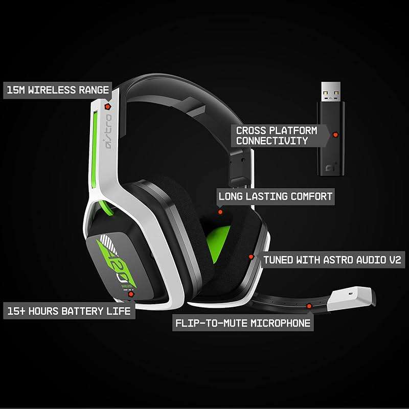 ASTRO Gaming A20 Wireless Headset Gen 2 for Xbox Series X | S, Xbox One, PC & Mac - White/Green - Image 6