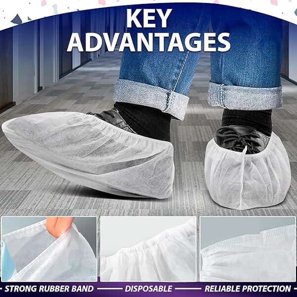 100 Pcs White Shoe Covers Disposable, 50 Pairs Non-Woven for Indoors | Disposable Shoe Covers for Indoors, Stretch Fit Up to 15.7 In, Breathable and Single Use, for Home Use, Cleaning and Tours - Image 4