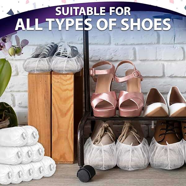 100 Pcs White Shoe Covers Disposable, 50 Pairs Non-Woven for Indoors | Disposable Shoe Covers for Indoors, Stretch Fit Up to 15.7 In, Breathable and Single Use, for Home Use, Cleaning and Tours - Image 5