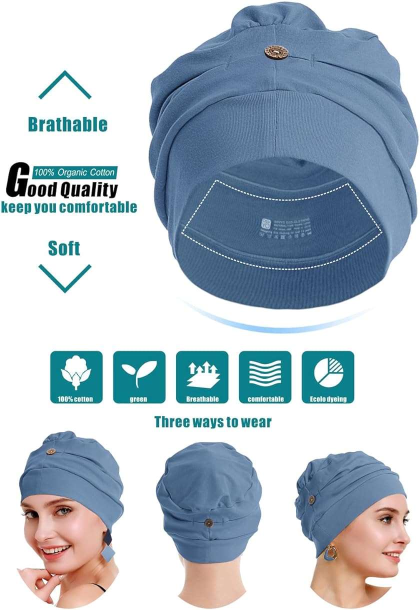 osvyo Cotton Chemo Turbans for Women Cancer Hairloss hat - Cotton Lightweight Headwear Sealed Packaging - Image 2