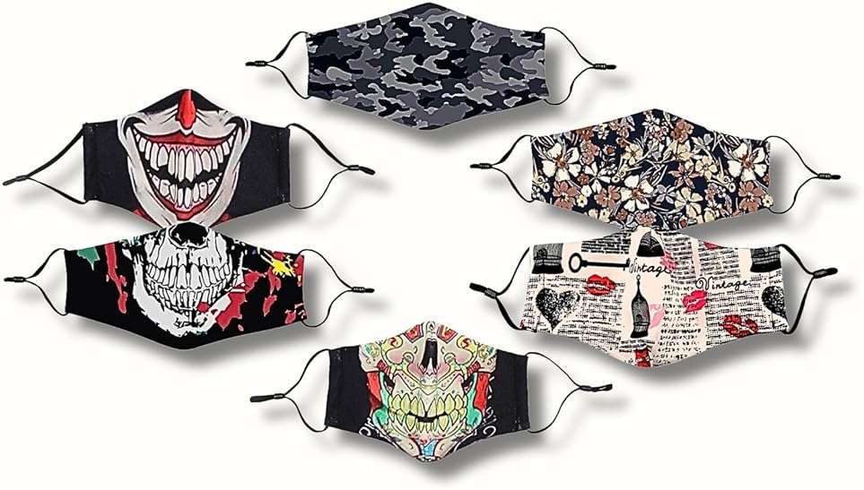 KaWaii 3D Face Cloth Mask Soft & Breathable Face Covering Adjustable & Reusable For Men Women Children Senior Unisex Family 6-Pack - Image 1
