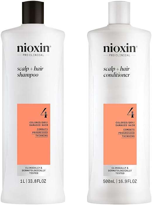 Nioxin System 4 Scalp Cleaning Shampoo and Therapy Conditioner Set for Color Treated Hair with Progressed Thinning - Image 1